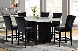 Black Faux Marble Pub - Counter height Dining Set