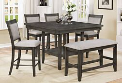 Fulton Grey Pub - Counter Height Dining Set - Lazy Susan Built In