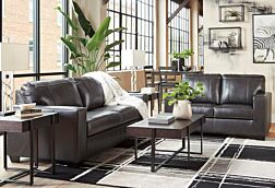 Morelos Leather Gray Sofa & Loveseat Set - 2 Pc.
