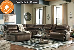 6 Pc. Clonmel Chocolate LAF Reclining Sectional Set - Optional Power