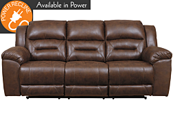 Stoneland Chocolate Reclining Sofa (Optional Power)