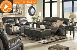 2 Pc Acieona Slate Reclining Sofa Set