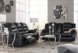 2 Pc. Vacherie Black Reclining Sofa Set