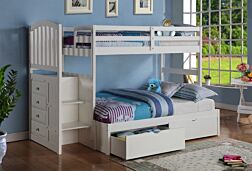 Stairway Mission Bunk Bed - White Finish - Twin/Full