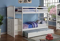 Stairway Mission Bunk Bed - White Finish - Twin/Twin