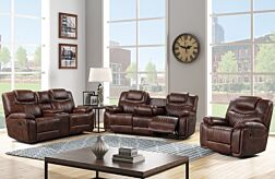 3 Pc. Galveston Brown Reclining Sofa Set
