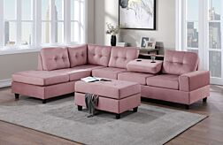 3 Pc. Heights Pink Velvet Sectional Set