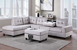 3 Pc. Heights Silver Sectional Set 