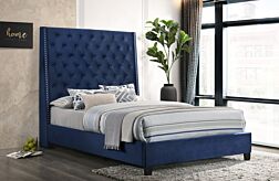 Shelby Blue Velvet Queen Bed (HH430)