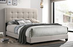 Beige Linen Queen Bed (HH906)