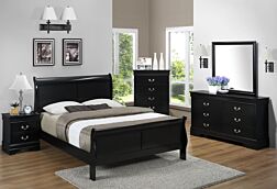 6 Pc. Lacy Black Sleigh Bedroom Set - QK - CANNOT PURCHASE THIS CONFIGURATION RIGHT NOW - CALL SALES
