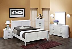 6 Pc. Lacy White Sleigh Bedroom Set - QK