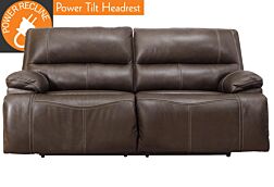 Ricmen Walnut Power Leather Reclining Sofa