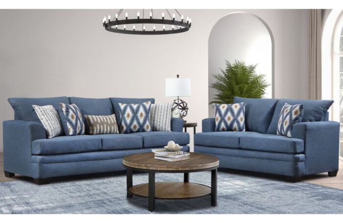 Oakhurst Denim Blue Polypropylene Fabric Sofa - Rooms To Go