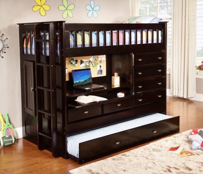 Twin Bunk Bed 2903 Furniture Queen, How Much Is A Couch Bunk Bed With Desk