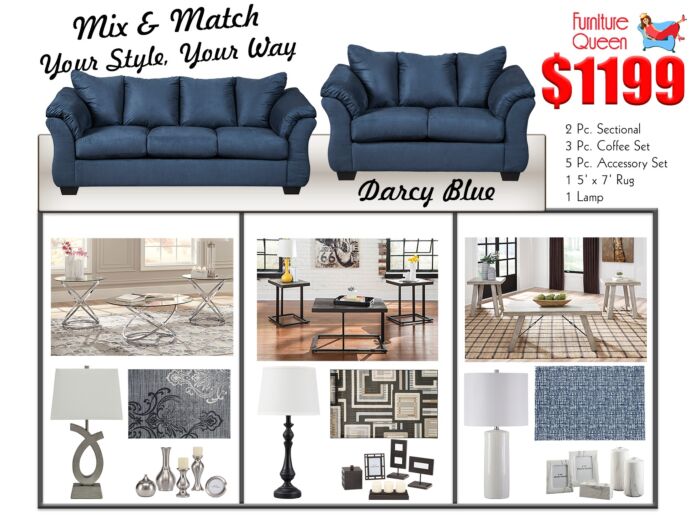 Darcy blue shop sofa and loveseat