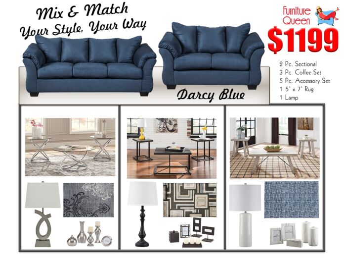 12 Pc. Darcy Blue Living Room Package