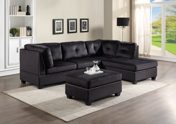 Cindy Black Sectional Couch Affordable