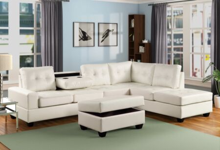 3 Pc. Heights White Sectional (PU10)