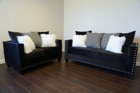 2 Pc. Black Sofa & Loveseat Set