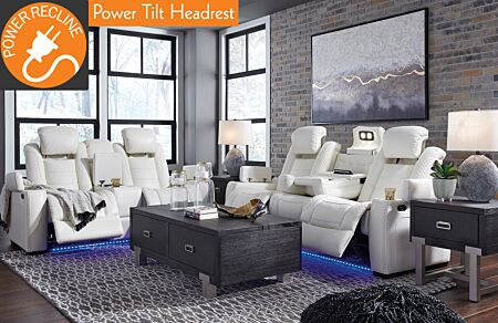 2 Pc. Party Time White Reclining Sofa & Loveseat