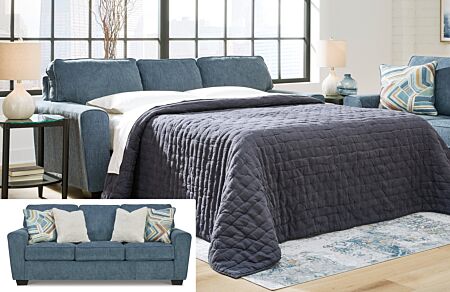 Cashton Blue Queen Sleeper Sofa
