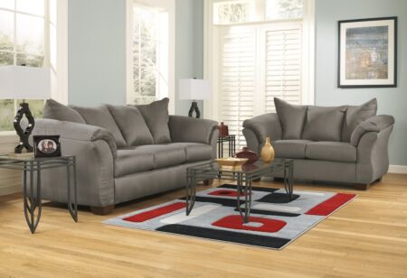 2 Pc. Darcy Cobblestone Sofa & Loveseat Set