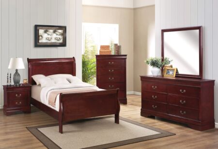 Lacy Cherry Twin Bed Set - 6 Pc.