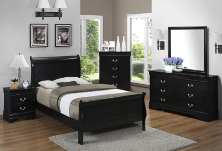 Lacy Black Twin Bed Set - 6 Pc.