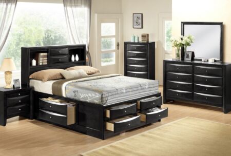 6 Pc. Emily Storage Black Bed Set