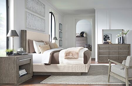 Anibecca King Bedroom Set - 6 Pc. - Taupe/Grey Upholstery
