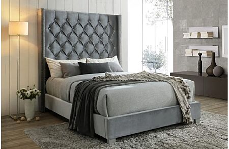 Beverly Grey Velvet Bed