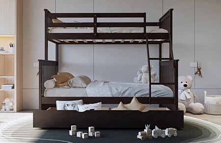 Espresso Twin over Full Bunk Bed w/ Trundle (BB20)