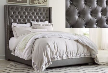 Coralayne Silver Upholstered Bed