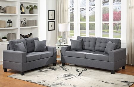 Gray Linen Sofa & Loveseat Set