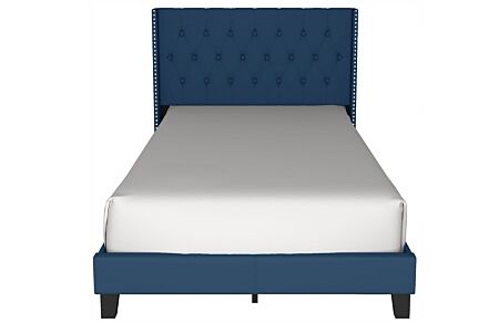 Blue Velvet Twin Platform Bed (HH780)