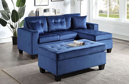 3 Pc. Naomi Blue Sofa Chaise Set
