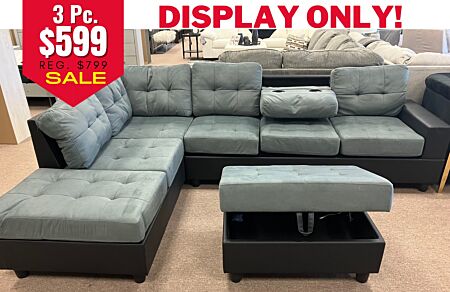3 Pc. Heights Grey DISPLAY Sectional Set (Display Only Left)