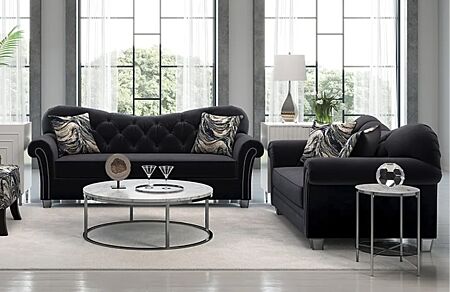 2 Pc. Bing Black Sofa & Loveseat Set