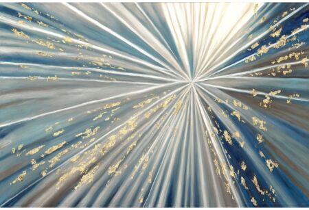 Blue/Silver/Gold Tempered Glass Wall Art - 40" X 60"