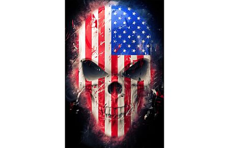 American Skull Tempered Glass Wall Art - Picture