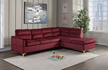 2 Pc. Vogue Red Velvet Sectional Set