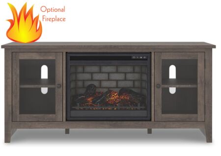 Arlenbry Gray Large TV Stand - Optional Fireplace