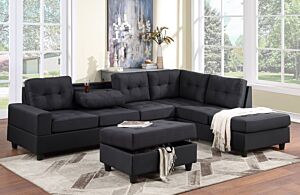 Heights Black Linen Sectional Set (30Heights) - 3 Pc.
