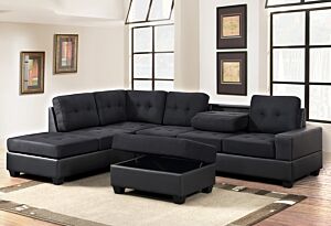 Heights Black Sectional Set (PU9) - 3 Pc.