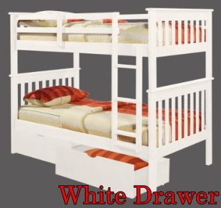120 Twin/Twin White Bunk Bed with Storage by Donco Trading